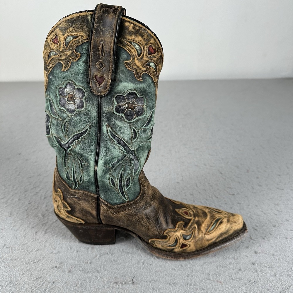 Vtg Dan Post Bluebird Snip Toe Women's 6.5M Leather Western Cowboy Boots DP3544 - Picture 7 of 16